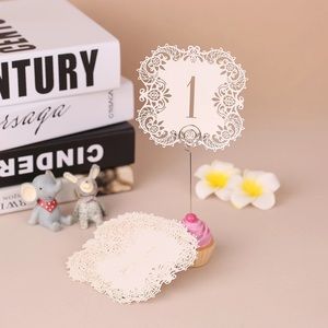 10-19Pcs Laser Cut Out Wedding Table Numbers Card Decoration Spanish Lace Party